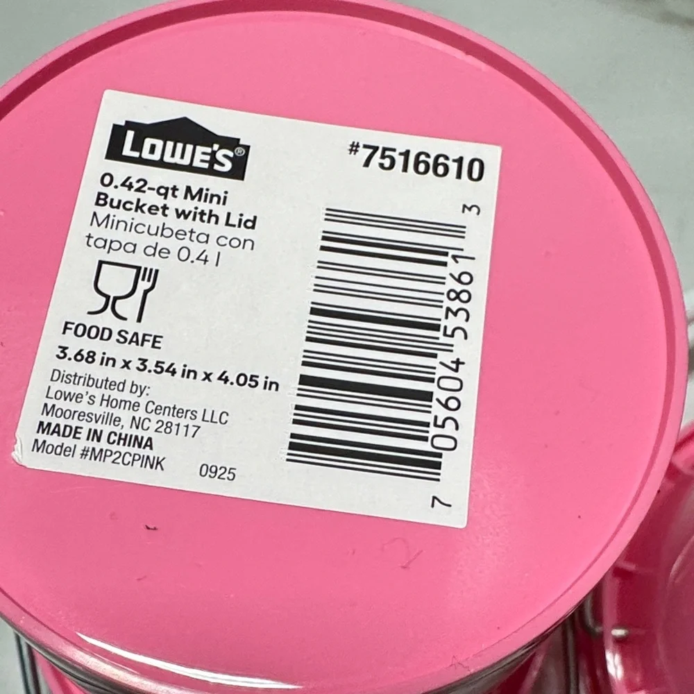 New. Lowe’s Mini Pink Buckets (2) - Picture 3 of 7